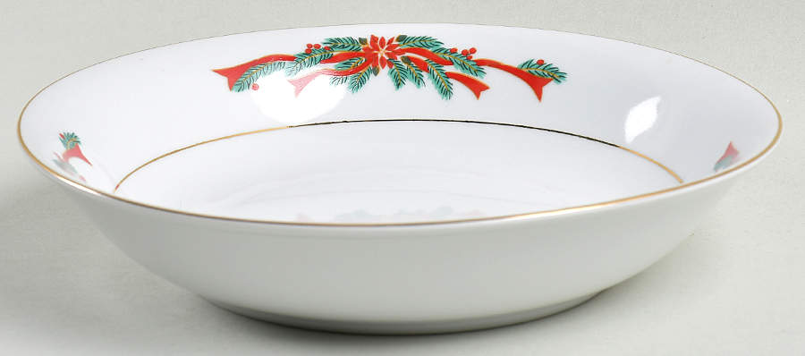 Poinsettia & Ribbons Coupe Soup Bowl by Fine China of China-1