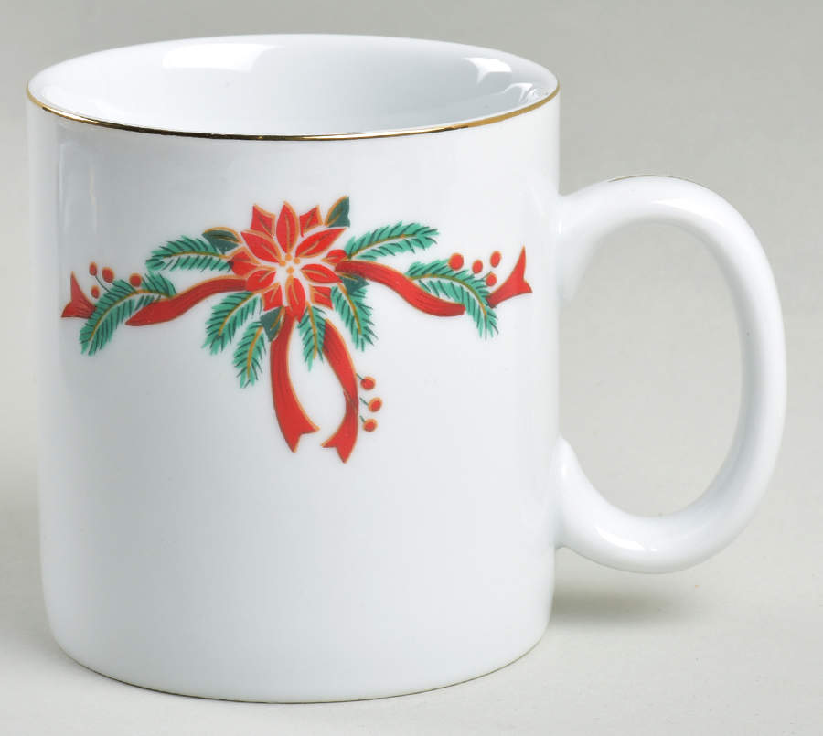 Poinsettia & Ribbons Mug by Fine China of China-1