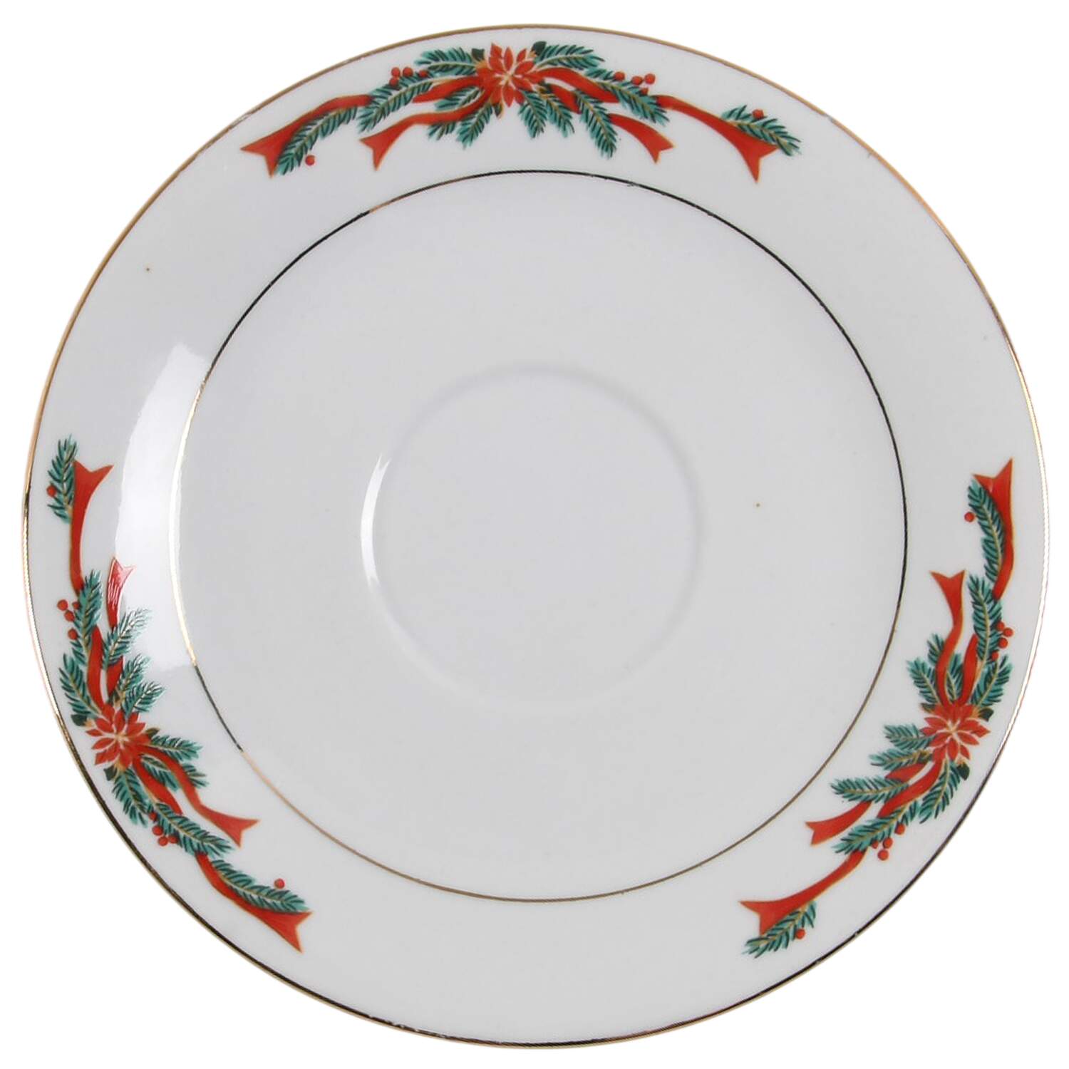 Poinsettia & Ribbons Saucer by Fine China of China-1
