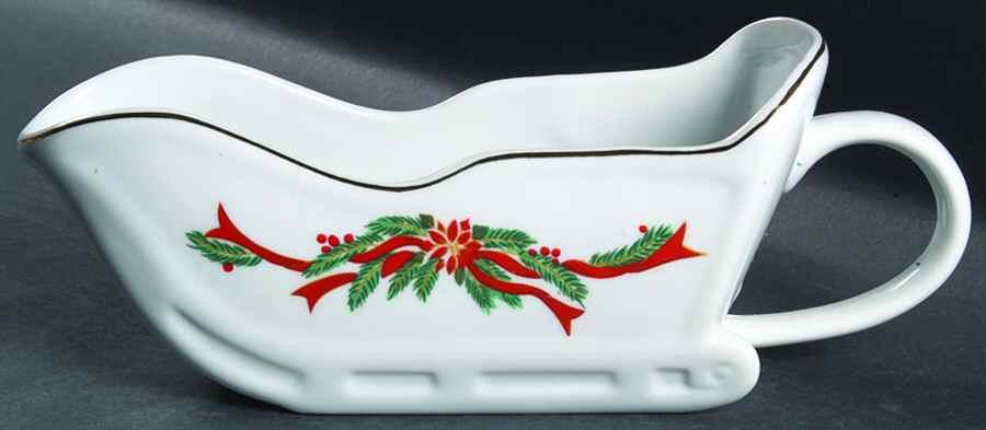 Poinsettia & Ribbons Gravy Boat by Fine China of China-1