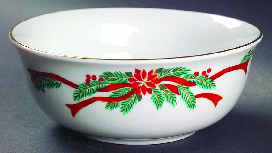 Poinsettia & Ribbons Dip Bowl for Chip & Dip Set by Fine China of China-1