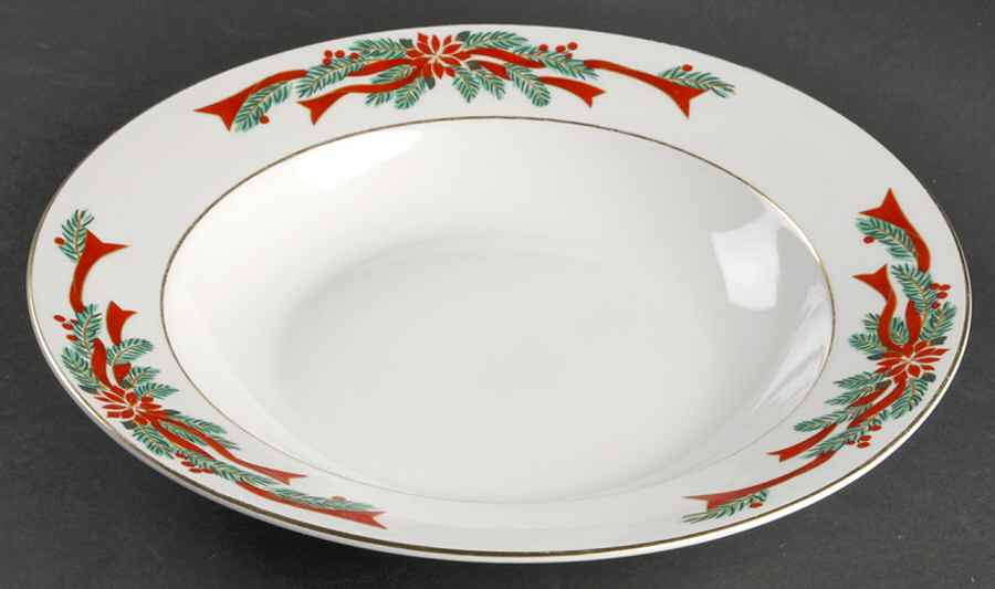 Poinsettia & Ribbons Centerpiece by Fine China of China-1