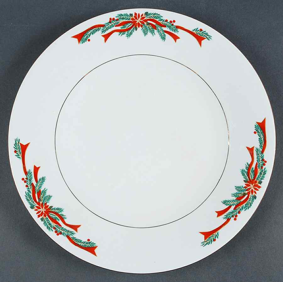Poinsettia & Ribbons Dinner Plate by Fine China of China-1
