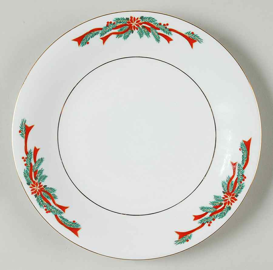 Poinsettia & Ribbons Salad Plate by Fine China of China-1