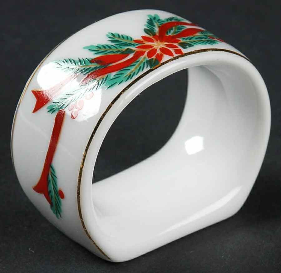 Poinsettia & Ribbons Napkin Ring by Fine China of China-1