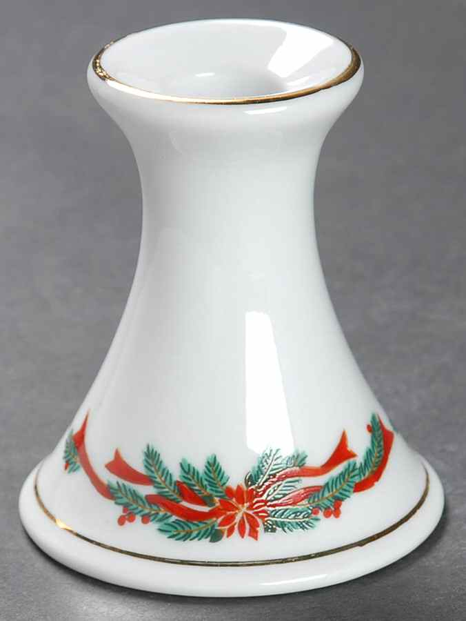 Poinsettia & Ribbons 3" Candlestick by Fine China of China-1