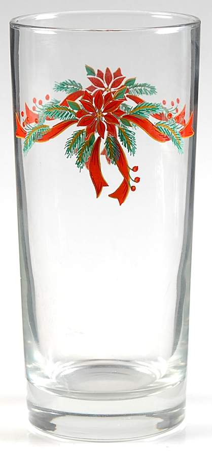 Poinsettia & Ribbons 16 Oz Glassware Tumbler by Fine China of China-1
