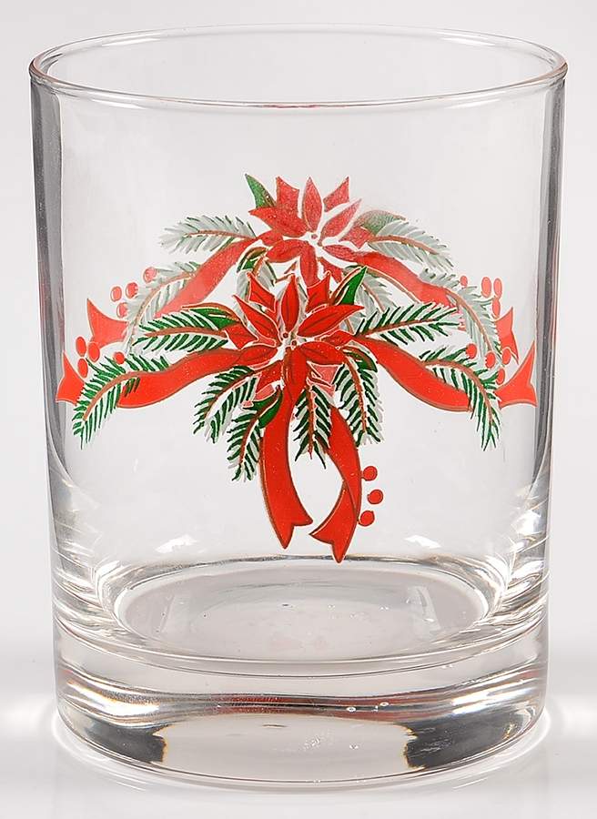 Poinsettia & Ribbons Glassware Double Old Fashioned by Fine China of China-1