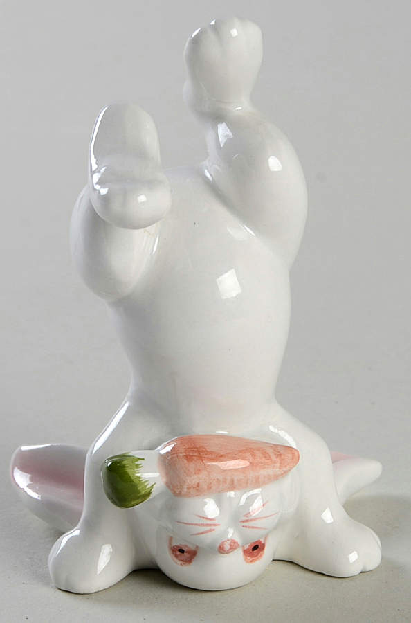Rabbits On Head Tumbling Rabbit Figurine by Fitz & Floyd-1