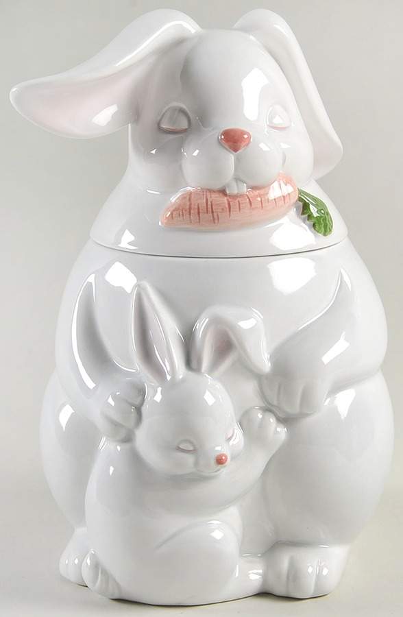Rabbits Cookie Jar & Lid by Fitz & Floyd-1
