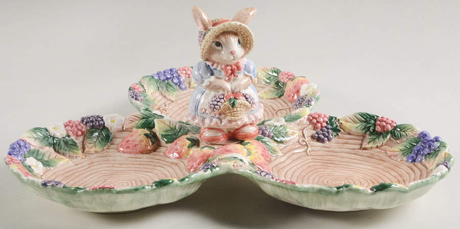 Bunny Bonnet Hill 3 Section Server by Fitz & Floyd-1