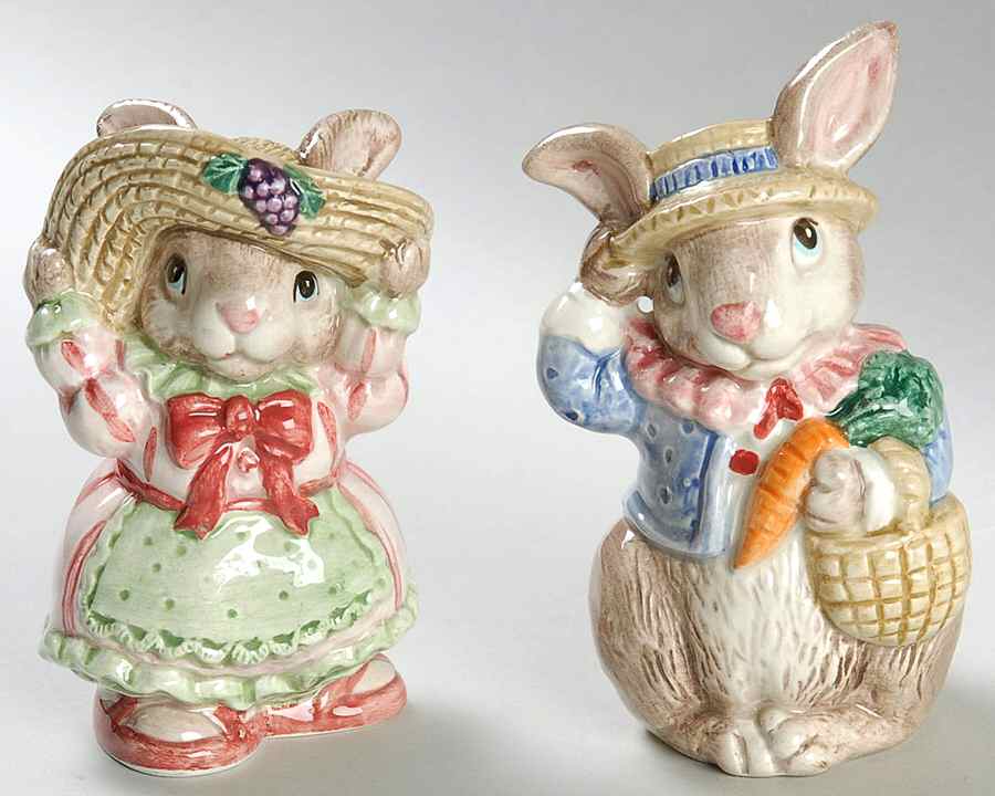 Bunny Bonnet Hill Salt & Pepper Set by Fitz & Floyd-1