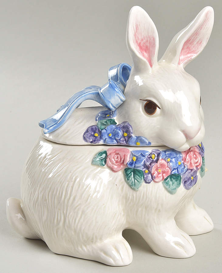 Flora Bunny-White Sugar Bowl & Lid by Fitz & Floyd-1