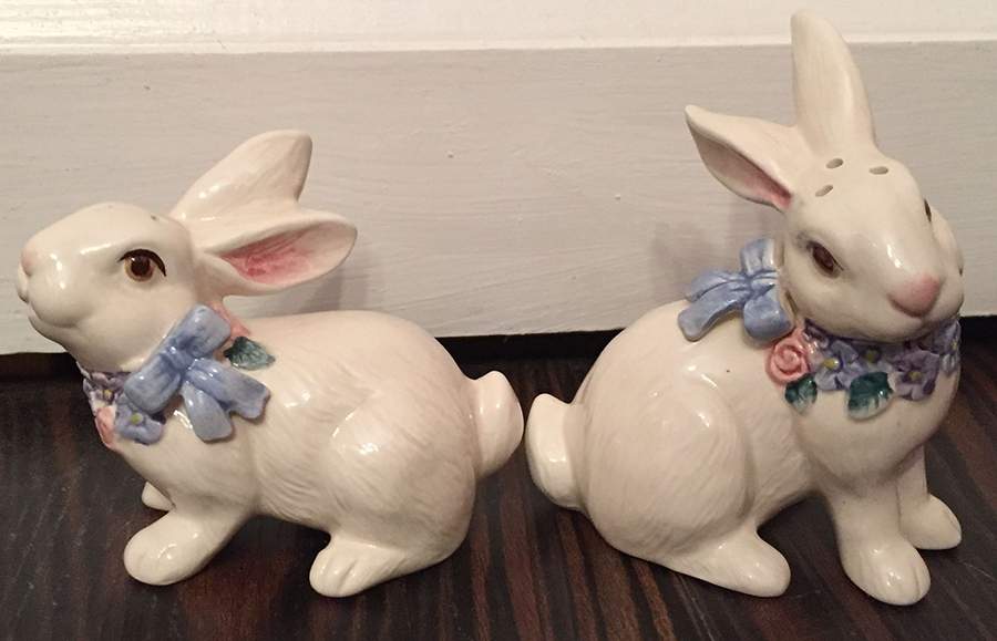 Flora Bunny-White Salt & Pepper Set by Fitz & Floyd-1