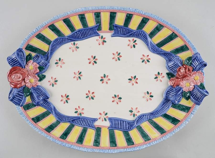 Cotton Tailors 17" Oval Serving Platter by Fitz & Floyd-1