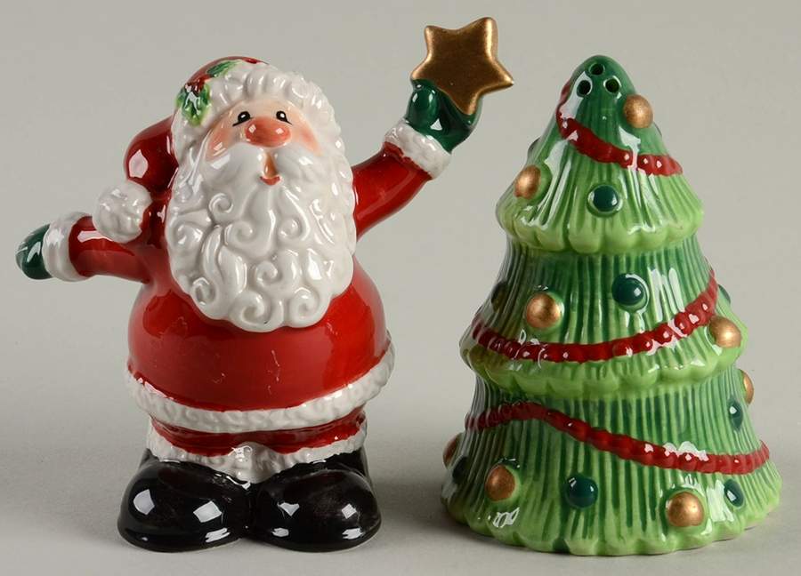 Merry Christmas Figural Salt & Pepper Set by Fitz & Floyd-1