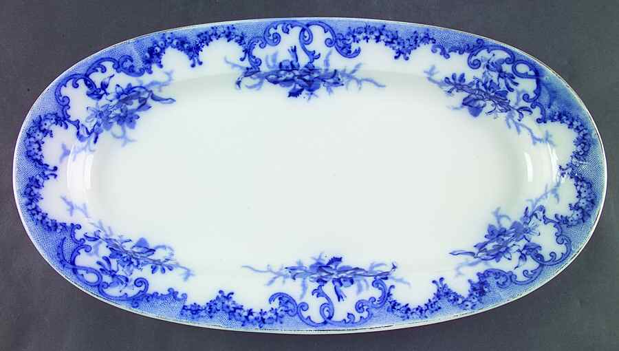 VERSAILLES (FLOW BLUE, SMOOTH, GOLD TRIM) Fish Platter by Furnivals-1