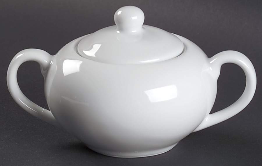 Gourmet White Sugar Bowl & Lid by Fitz & Floyd-1