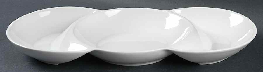 Gourmet White 3-Part Round Divided Server by Fitz & Floyd-1