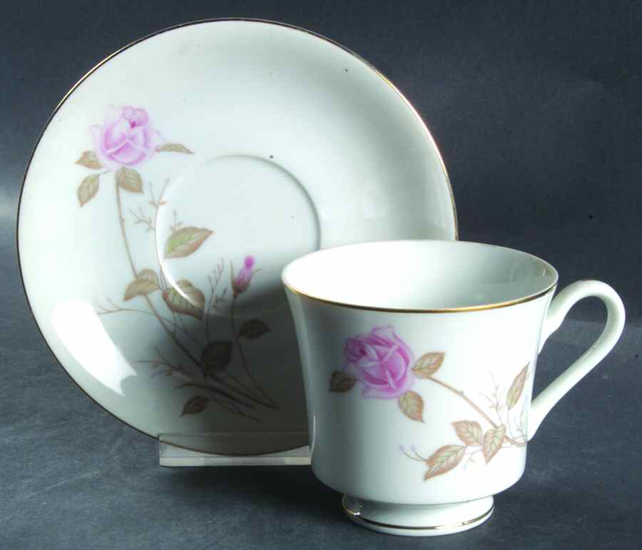 Rose Wisper Footed Cup & Saucer Set by Fine China of Japan-1
