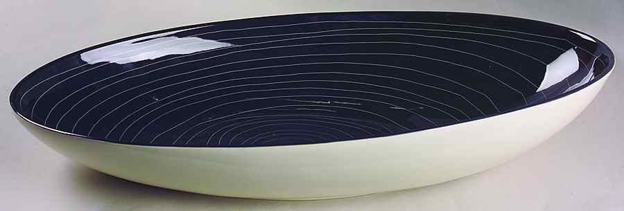 Scrafitto Charcoal 18" Deep Oval Serving Platter by Fitz & Floyd-1