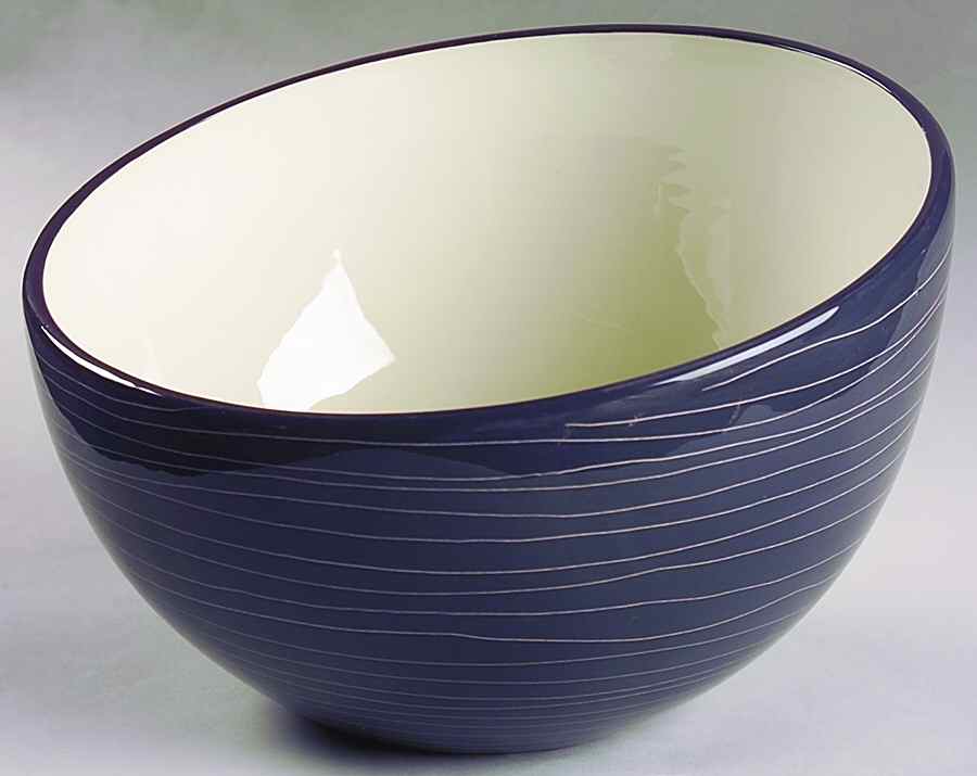 Scrafitto Charcoal 9" Salad Serving Bowl by Fitz & Floyd-1