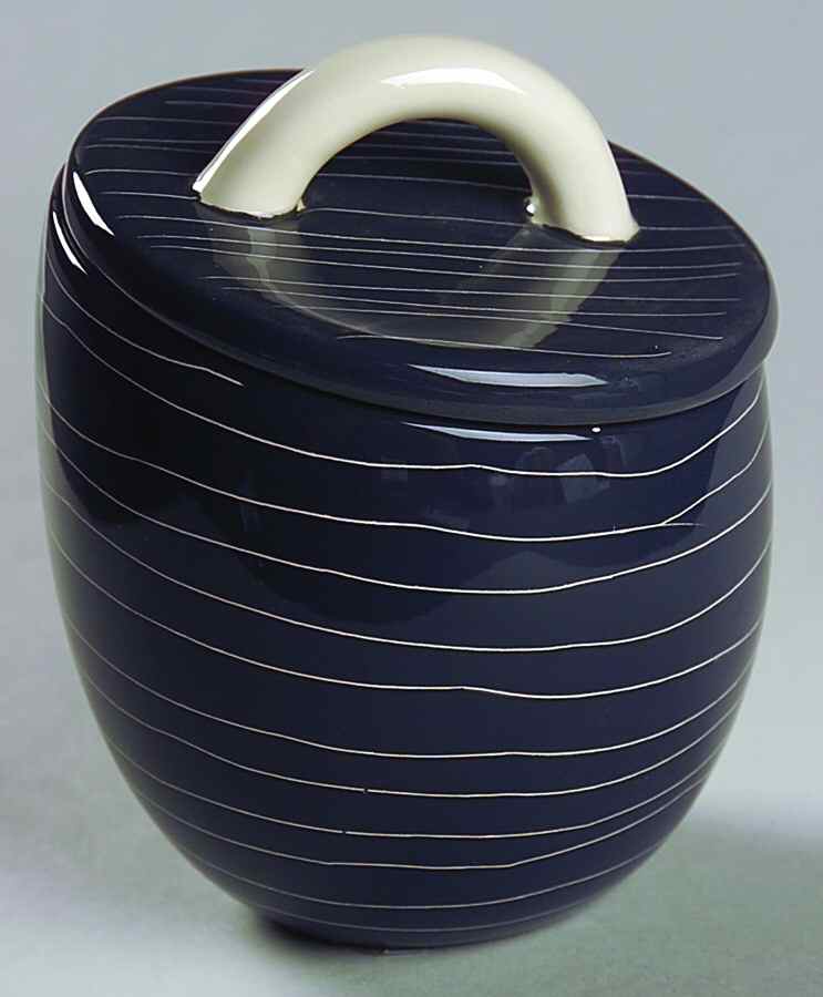 Scrafitto Charcoal Sugar Bowl & Lid by Fitz & Floyd-1