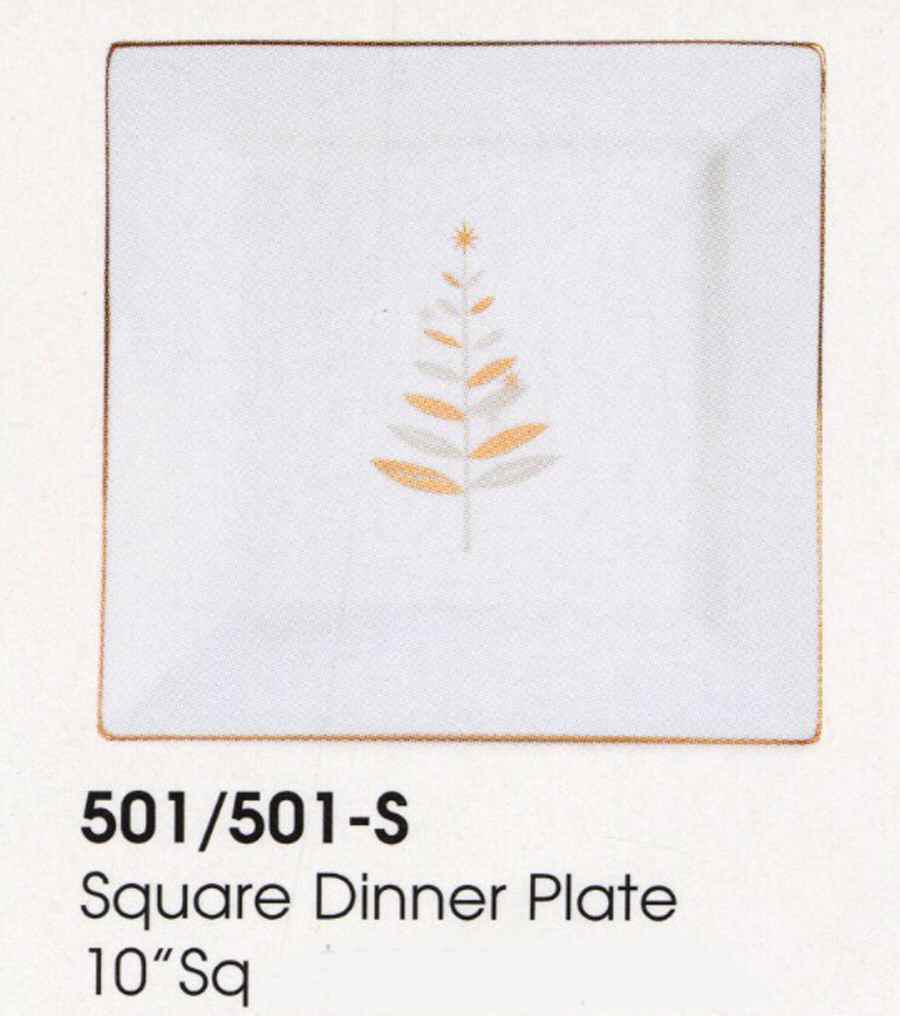 Trees in Gold Square Dinner Plate by Fitz and Floyd-1