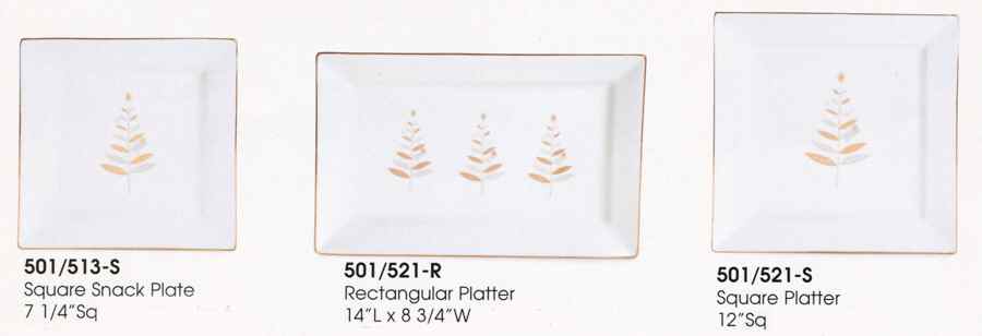 Trees in Gold 14" Rectangular Serving Platter by Fitz and Floyd-1