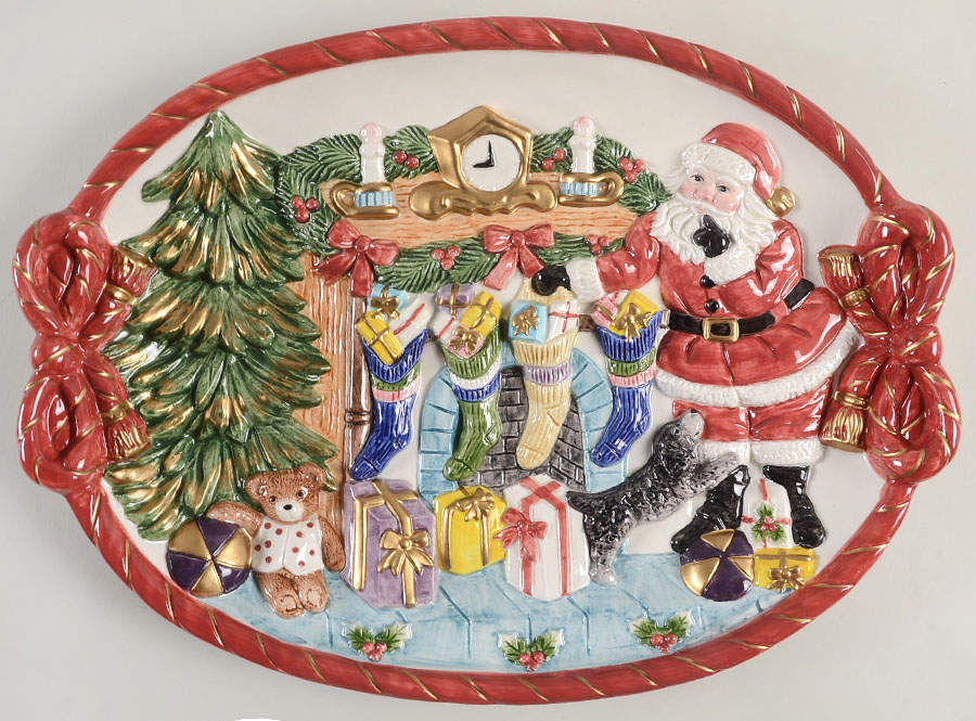 Toyland Santa 14" Oval Serving Platter by Fitz & Floyd-1