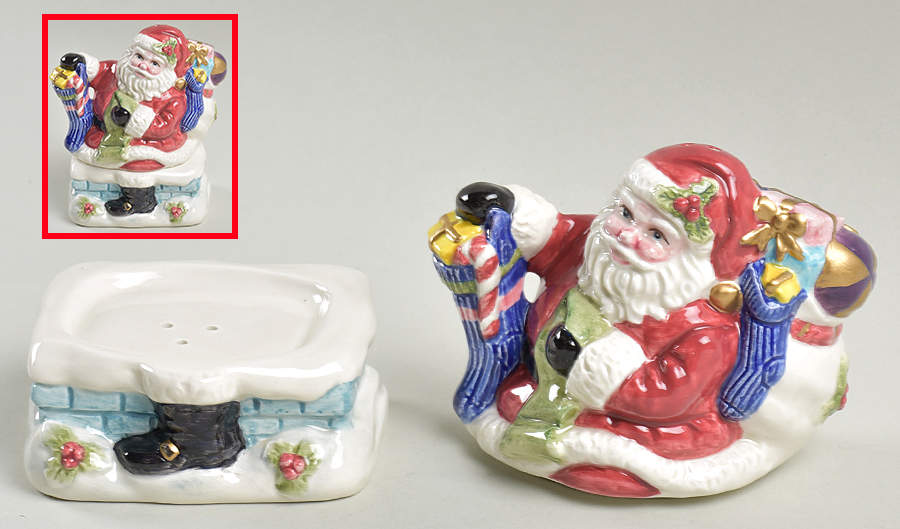 Toyland Santa Stacking Figure Salt & Pepper Set by Fitz & Floyd-1