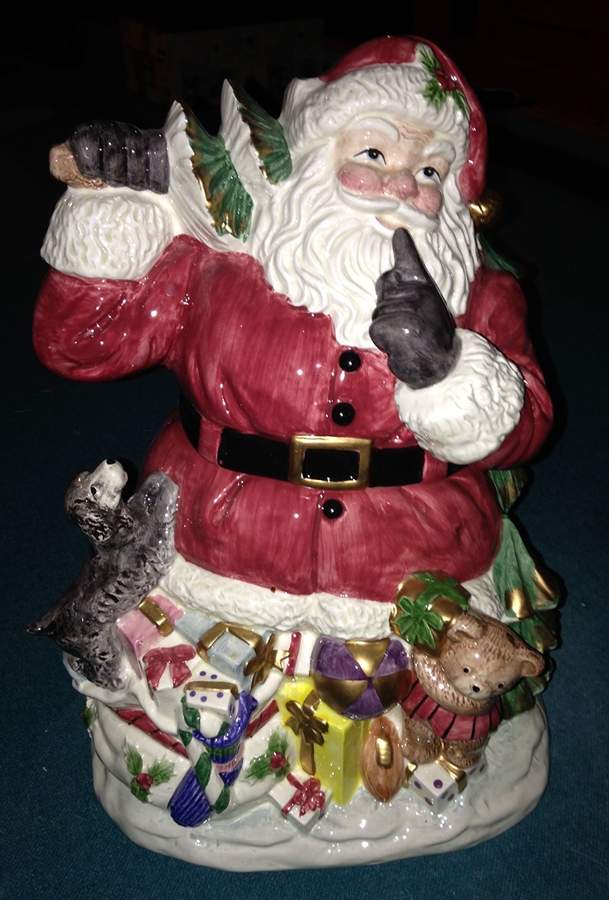 Toyland Santa Figural Cookie Jar & Lid by Fitz & Floyd-1