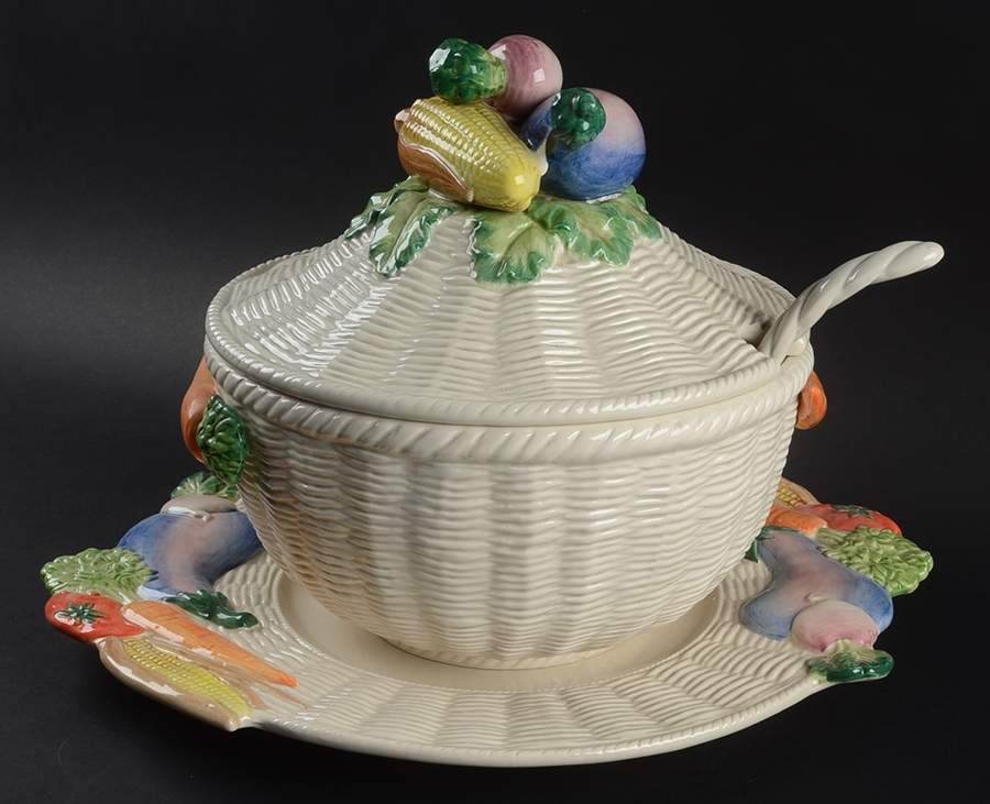 Garden Basket Tureen & Lid w/Ladle & Underplate by Fitz & Floyd-1