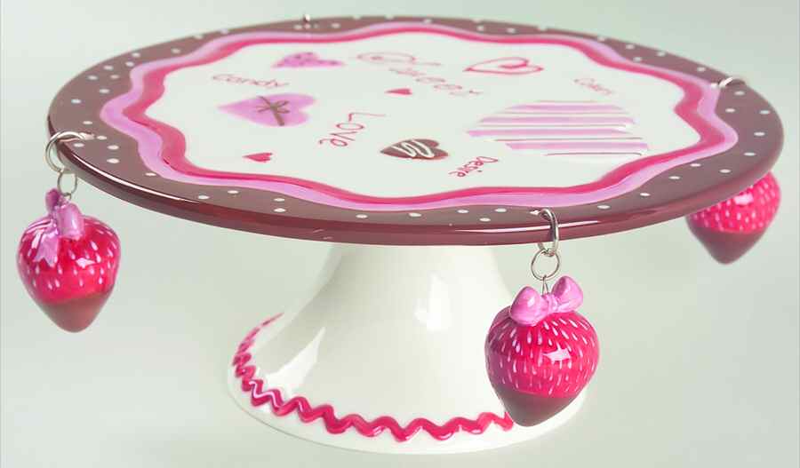 You Melt My Heart 8" Diameter Pedestal Cake Stand by Fitz & Floyd-1