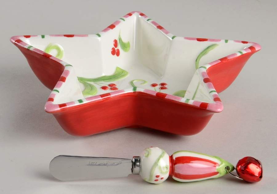 Mingle, Jingle, Be Merry Dip Bowl & Spreader Set by Fitz & Floyd-1