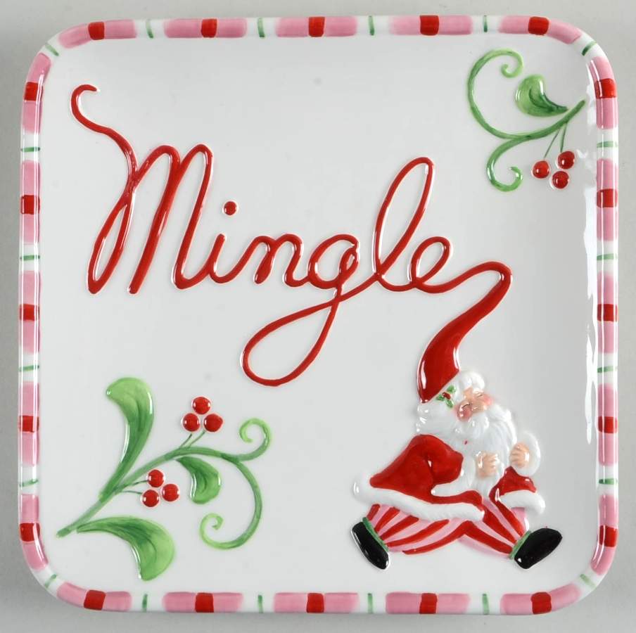 Mingle, Jingle, Be Merry Snack/Canape Plate by Fitz & Floyd-1