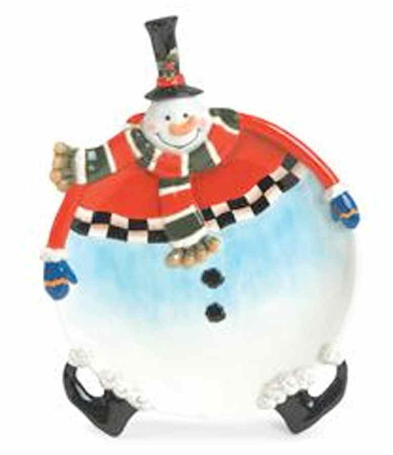 Sullivan the Snowman Figural Canape Plate by Fitz and Floyd-1