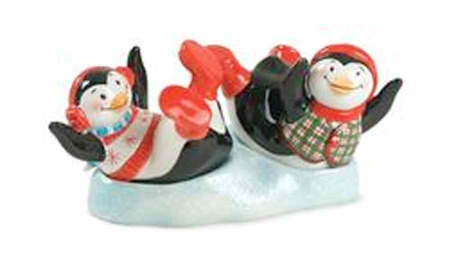 Cool Christmas Figural Salt and Pepper Tray Set by Fitz and Floyd-1