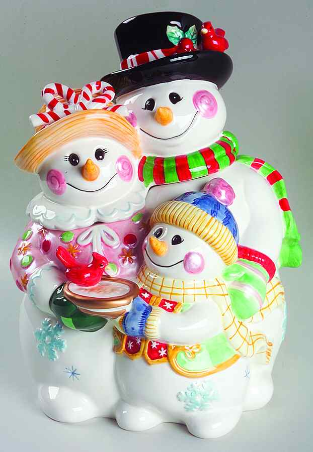 Frosty Friends Figural Cookie Jar & Lid by Fitz & Floyd-1