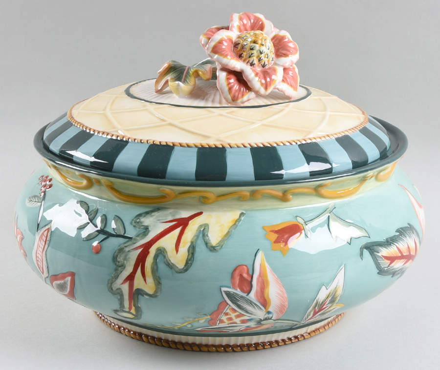 Dapper Rabbits Round Bowl & Lid by Fitz & Floyd-1