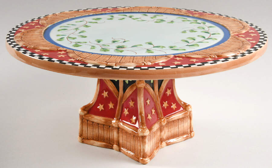 Herrick Collection (Fox & Hare) 12" Diameter Pedestal Cake Stand by Fitz & Floyd-1