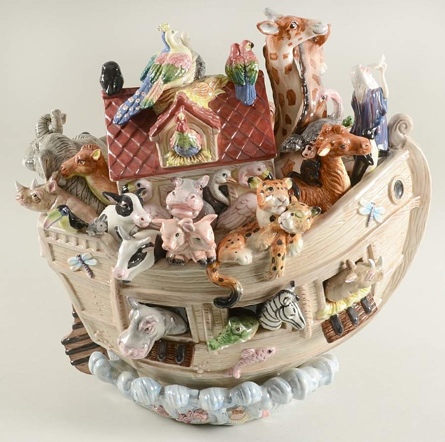 Noah's Ark Figural Cookie Jar & Lid by Fitz & Floyd-1