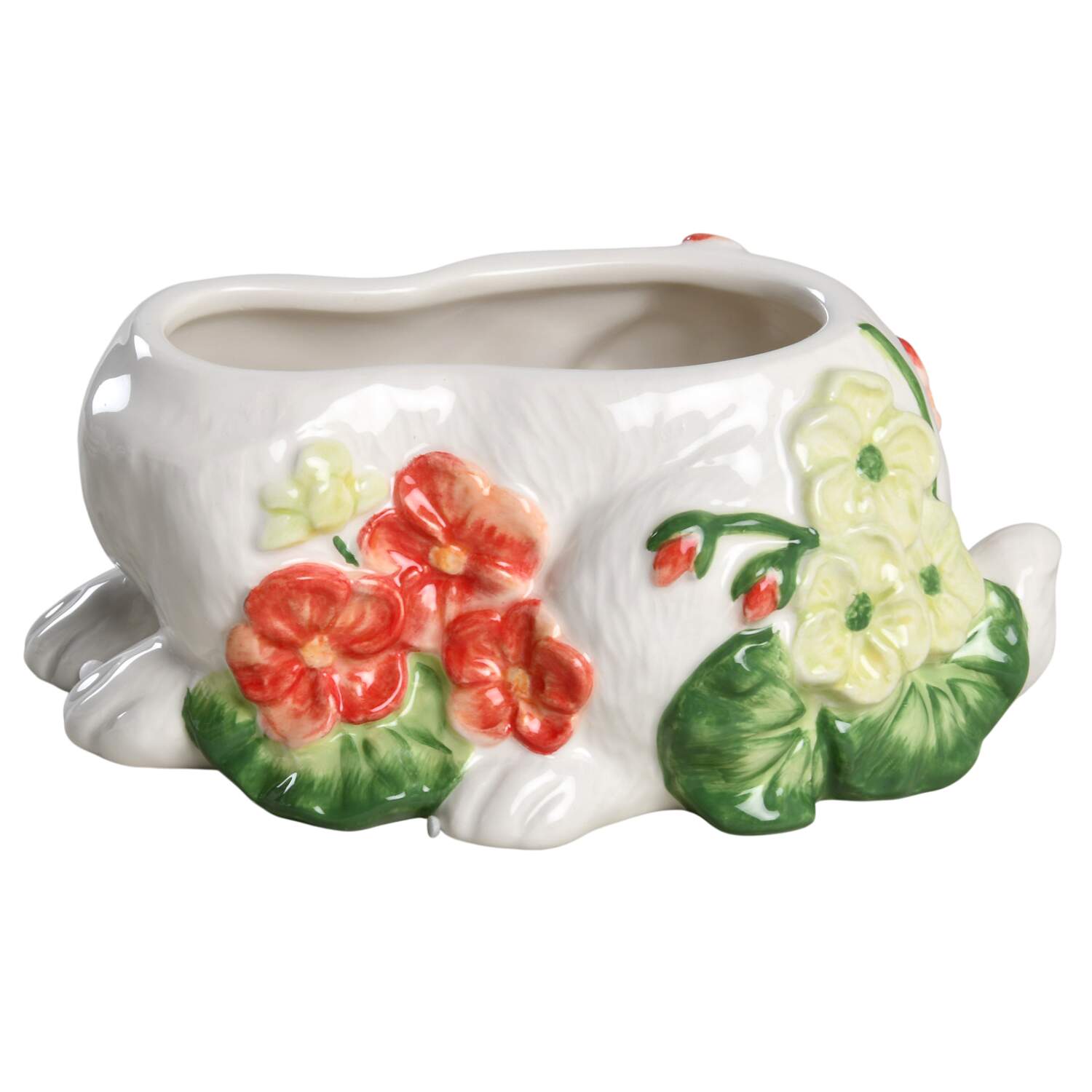 Geranium Rabbit Figural Candy Box No Lid by Fitz & Floyd-1