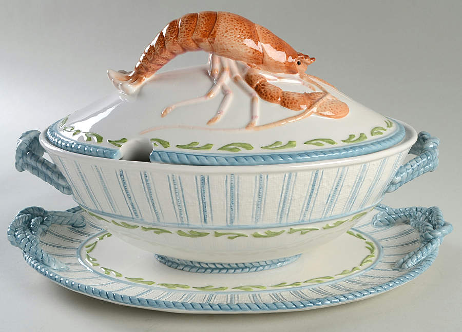 Seaboard Tureen & Lid w/Underplate by Fitz & Floyd-1