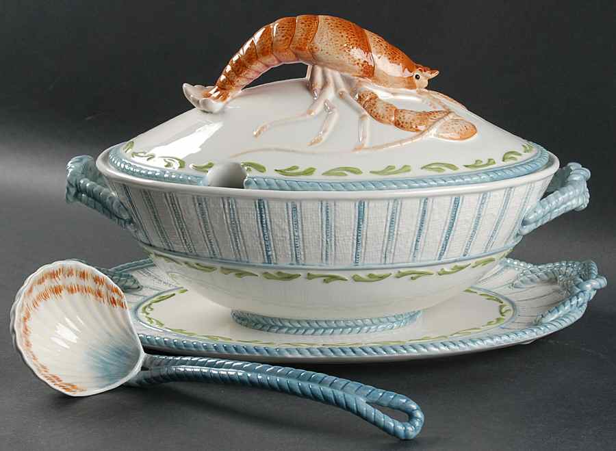 Seaboard Tureen & Lid w/Ladle & Underplate by Fitz & Floyd-1