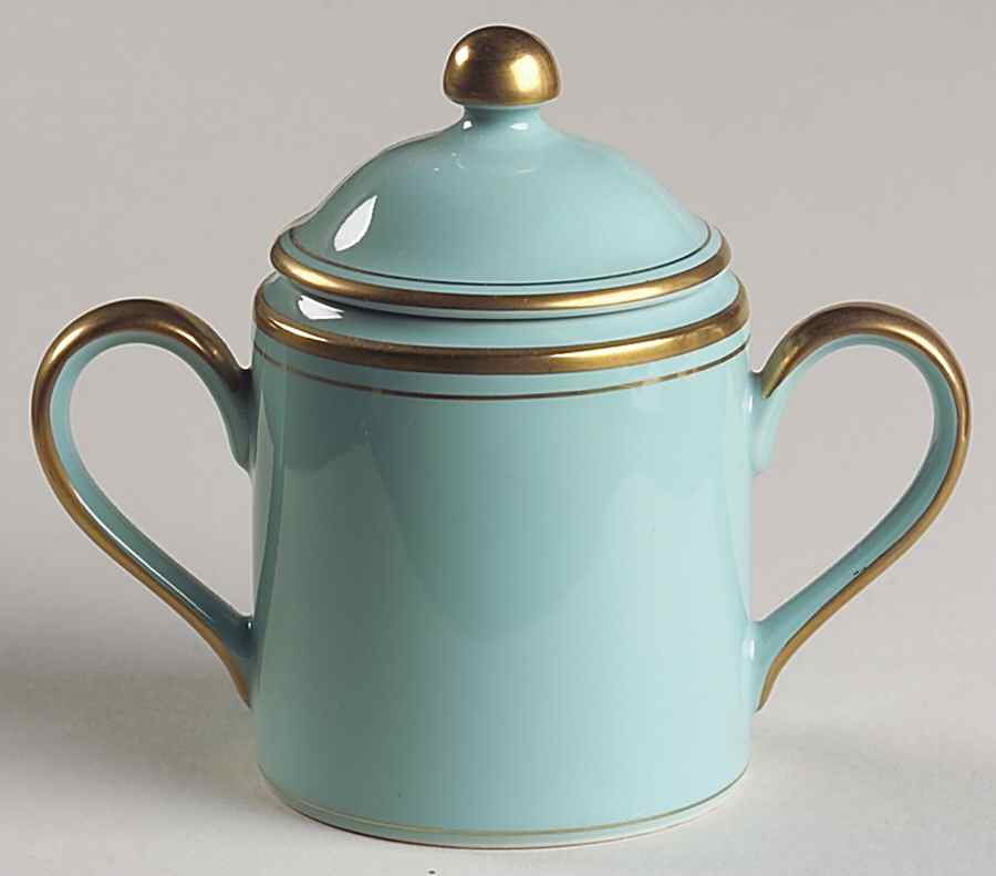 Golden Windowpane Green Sugar Bowl & Lid by Fitz & Floyd-1