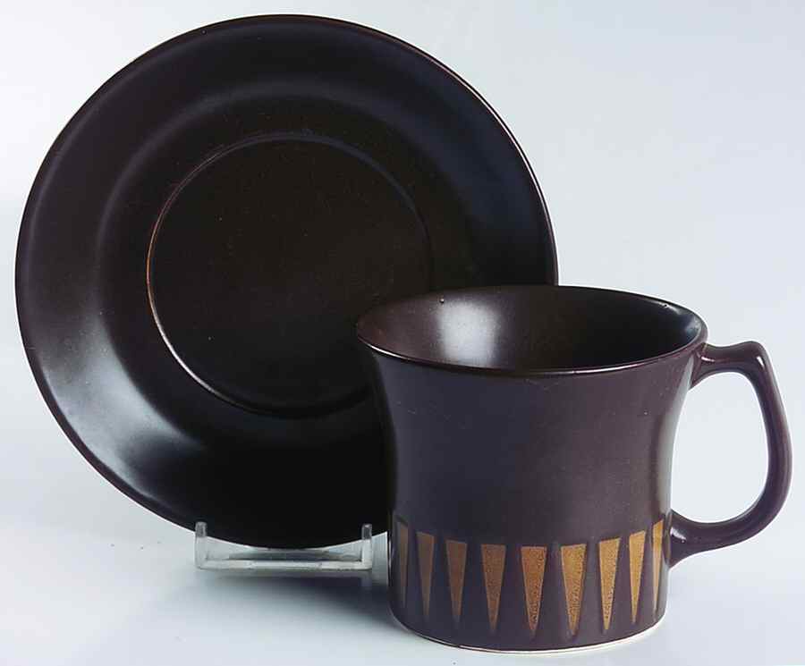 Stoneware Brown Flat Cup & Saucer Set by Forum Intl-1