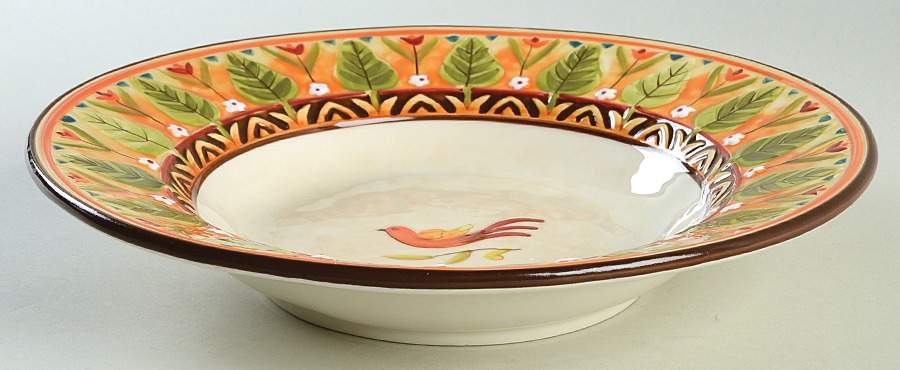 Global Market (Bird) Large Rim Soup Bowl by Fitz & Floyd-1