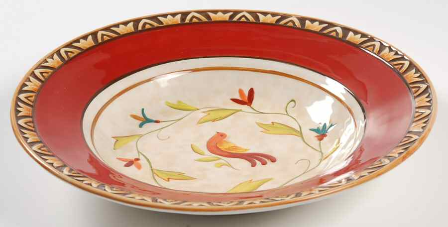 Global Market (Red Floral) Large Rim Soup Bowl by Fitz & Floyd-1