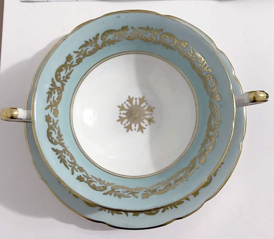 2464 Footed Cream Soup Bowl & Saucer Set by Foley-1